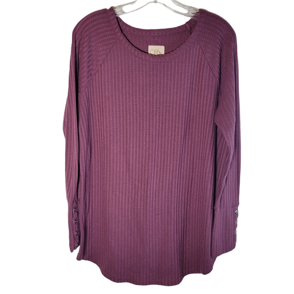 Chaser purple waffle knit pullover top Size XL